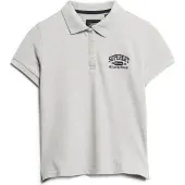 Superdry Athletic Essentials 90s Polo met Aansluitende Pasvorm Lichtgrijs Grootte: 42
