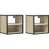 vidaXL Nachtkastjes 2 st wandgemonteerd 40x31x39,5cm sonoma eikenkleur