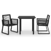 vidaXL 3-delige Tuinset PVC-rattan zwart