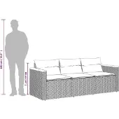 vidaXL Tuinbank 3-zits met kussens poly rattan beige