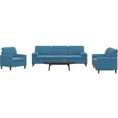 vidaXL 3-delige Loungeset met kussens en bolsters fluweel blauw