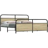 vidaXL Bedframe zonder matras metaal sonoma eikenkleurig 193x203 cm