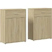 vidaXL Dressoirs 2 st 60x30x84 cm bewerkt hout sonoma eikenkleurig