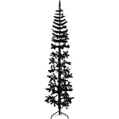 vidaXL Kunstkerstboom half met standaard smal 180 cm zwart