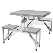 vidaXL Campingset inklapbaar lichtgewicht 120x60 cm aluminium grijs