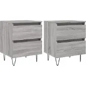 vidaXL Nachtkastjes 2 st 40x35x50 cm bewerkt hout grijs sonoma eiken