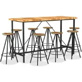 vidaXL 9-delige Barset massief acaciahout en massief gerecycled hout