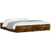 vidaXL Bedframe met lades bewerkt hout gerookt eikenkleurig 160x200 cm