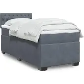 vidaXL Boxspring met matras fluweel donkergrijs 90x190 cm