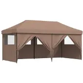 vidaXL Partytent inklapbaar pop-up met 4 zijwanden bruin