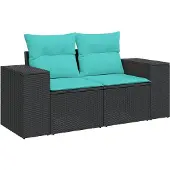 vidaXL 5-delige tuinbankset met kussens van zwart polyrotan