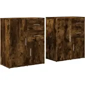 vidaXL Dressoirs 2 st 60x31x70 cm bewerkt hout gerookt eikenkleurig