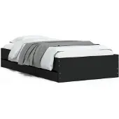 vidaXL Bedframe met lades bewerkt hout zwart 100x200 cm