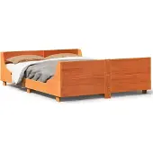 vidaXL Bedframe zonder matras massief grenenhout wasbruin 150x200 cm