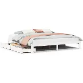 vidaXL Bedframe met lades massief grenenhout wit 180x200 cm
