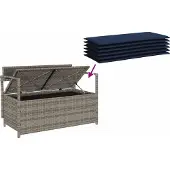 vidaXL Tuinbank met kussen, grijs polyrotan