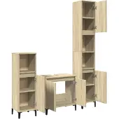 vidaXL 3-delige Badkamermeubelset bewerkt hout sonoma eikenkleurig
