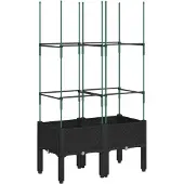 vidaXL Plantenbak met latwerk 80x40x142,5 cm polypropeen zwart