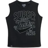 Superdry Retro Slim-fit Bodywarmer met Versiering Zwart Grootte: 40