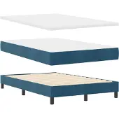 vidaXL LED Box Spring Bed met matras Donkerblauw 120 x 190 cm Fluweel