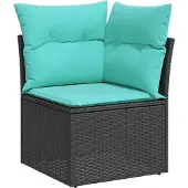 vidaXL 8-delige loungeset voor de tuin met kussens, zwart kunststof vlechtwerk