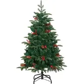 vidaXL Kunstkerstboom met scharnieren dennenappels en bessen 150 cm