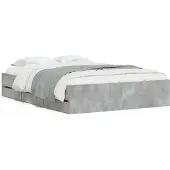 vidaXL Bedframe met lades bewerkt hout betongrijs 135x190 cm