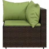 vidaXL 4-delige Loungeset met kussens poly rattan bruin