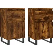 vidaXL Dressoirs 2 st 40x35x70 cm bewerkt hout gerookt eikenkleurig