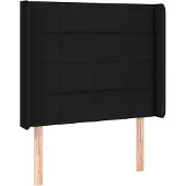 vidaXL Hoofdbord met randen 203x16x118/128 cm stof zwart