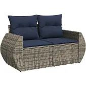 vidaXL 8-delige loungeset voor de tuin met kussens, grijs, kunststof vlechtwerk