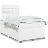 vidaXL Boxspring met matras kunstleer wit 120x190 cm