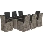 vidaXL 9-delige Tuinset met kussens poly rattan grijs