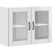 vidaXL Keukenbovenkast met glazen deur Lucca bewerkt hout hoogglanswit