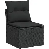 vidaXL 6-delige tuinmeubelset met kussens, zwart, polyrotan
