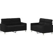 vidaXL 2-delige loungeset met kussens stof zwart