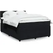 vidaXL Boxspring met matras fluweel zwart 140x200 cm