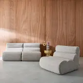Sweeek Stoffen fauteuils getextureerde bouclé 1 zitplaats (set van 3) Beige