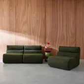 Sweeek Stoffen fauteuils getextureerde bouclé 1 zitplaats (set van 3) Kaki
