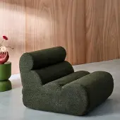 Sweeek Stoffen fauteuil getextureerde bouclé 1 zitplaats Kaki