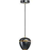 Expo ETH Claire Hanglamp E27 zwart+goud kap 15cm + 2 meter stof zwart kabel