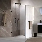 Brauer Void Carving Nis Douchedeur 90x200cm - Mat Zwart - Gehard Glas - Douche, Douchedeuren - 8720724568144