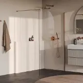Brauer Oblivion Inloopdouche - 130x200cm - Geborsteld Koper PVD - Gehard Glas - Douche, Douchewanden, Inloopdouche, Vaste Wand - 8720724599285