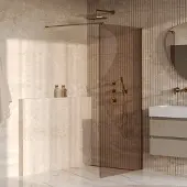 Brauer Oblivion inloopdouche brons glas 100x200 incl. glascoating PVD goud geborsteld