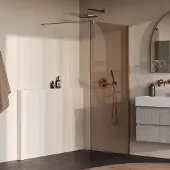 Brauer Oblivion inloopdouche brons glas 100x200 incl. glascoating PVD koper geborsteld