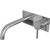 Brauer Stripe inbouw wastafelmengkraan met gebogen uitloop en afdekplaat model A1 chroom
