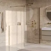 Brauer Oblivion inloopdouche helder glas 140x200 incl. glascoating PVD goud geborsteld