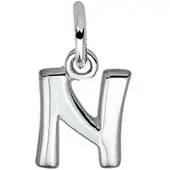 The Jewelry Collection Zilver Gerhodineerde Hanger letter N 1330011