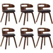 vidaXL Eetkamerstoelen 6 st gebogen hout en stof donkergrijs