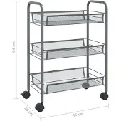 vidaXL Keukentrolley 3-laags 46x26x54 cm ijzer grijs